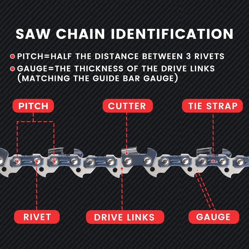 ES 3 Pack 16 Inch Chainsaw Chain 3/8" LP Pitch .043" Gauge 55 Drive Links Semi-Chisel Chain Saw Chains for Husqvarna, Poulan, Craftsman, Greenworks and More Chainsaw Brands - Image 4